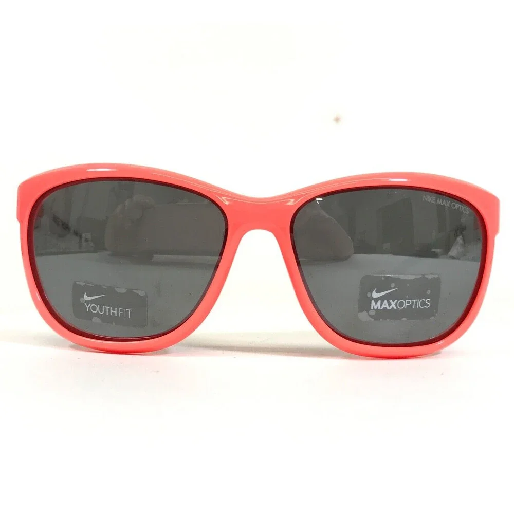 Nike Youth Sunglasses TROPHI EV0820 609 White Neon Orange with Mirrored Lenses